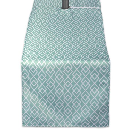 Fastfood 14 x 108 in. Aqua Diamond Outdoor Table Runner with Zipper FA1543556